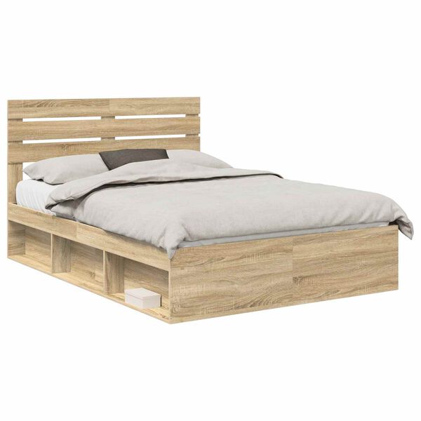 vidaXL Bedframe Sonoma Eiken 150 x 200 cm Massief grenenhout