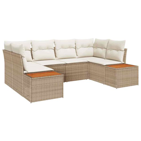vidaXL Tuin Sofa Set met kussen 6 pcs Beige poly rattan