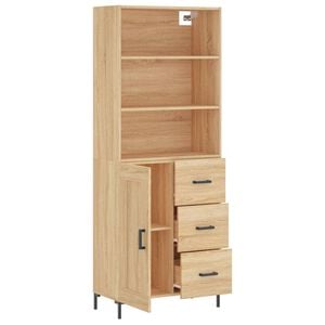 vidaXL Hoge kast 69,5x34x180 cm bewerkt hout sonoma eikenkleurig