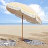 vidaXL Strandparasol Geel en Wit 205 x 205 x 210 cm Polyester en staal