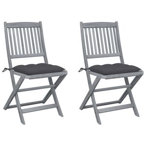 vidaXL Set van 2 klapstoelen met kussens, gemaakt van massief acaciahout.