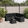 vidaXL 6-delige Loungeset met kussens poly rattan zwart