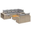 vidaXL 11-delige Tuinset met kussens poly rattan beige