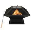 vidaXL Vuurschaal en barbecue 2-in-1 met pook 46,5x46,5x37 cm staal