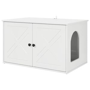 vidaXL Kattenhuis Glanzend Wit 85 x 55 x 50 cm Bewerkt hout