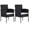 vidaXL Tuinstoelen 2 st met witte kussens poly rattan zwart