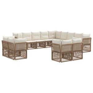 vidaXL Tuinbankenset 13 pcs Beige poly rattan
