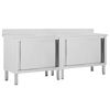vidaXL Werktafels met deuren 2 st 200x50x(95-97) cm roestvrij staal