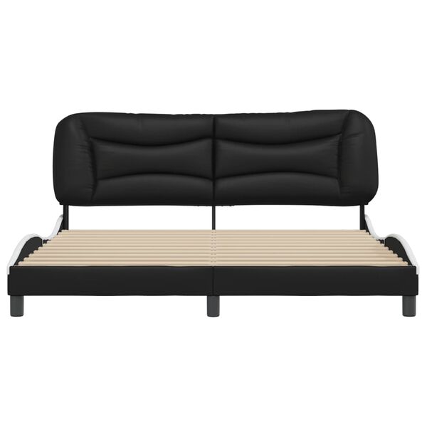vidaXL Bedframe zonder matras "Hvar" kunstleer zwart en wit 180x200 cm
