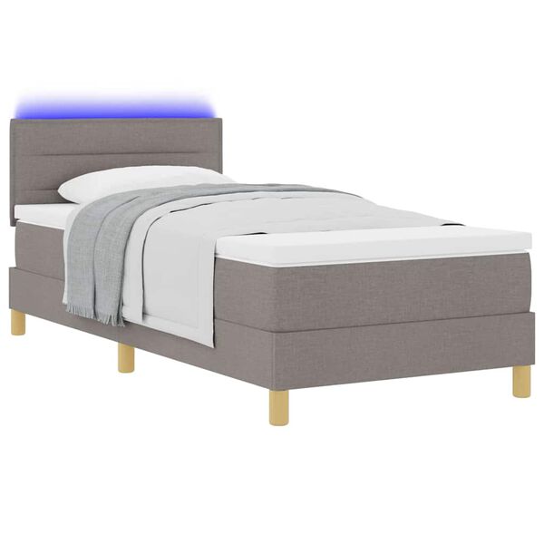 vidaXL LED Box Spring Bed met matras met LED Taupe 100 x 200 cm Stof