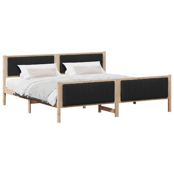 vidaXL Bedframe Bruin en zwart 200 x 200 cm Massief grenenhout