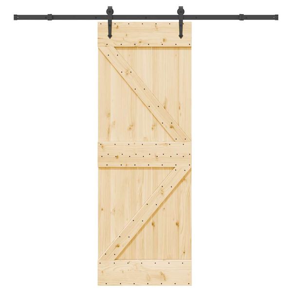 vidaXL Schuifdeur met beslag 70x210 cm massief grenenhout