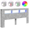 vidaXL Hoofdeinde met LED 200x18,5x103,5 cm bewerkt hout betongrijs