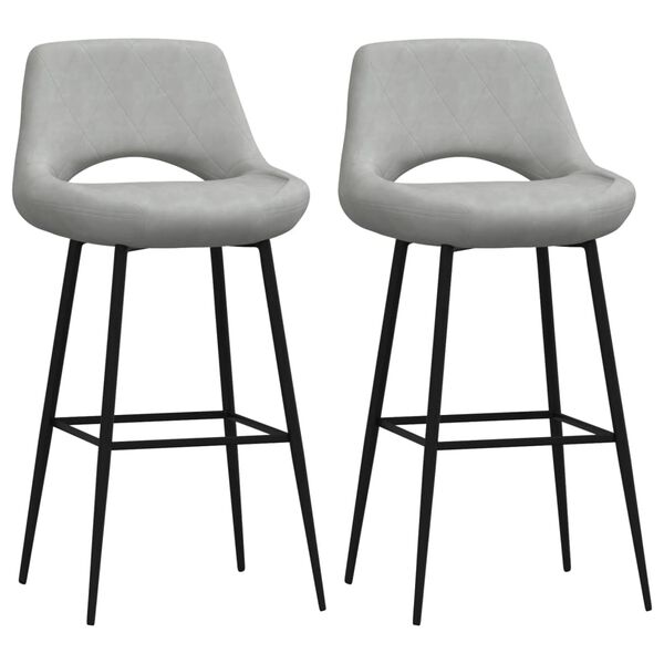 vidaXL Barkrukken 2 st fluweel lichtgrijs