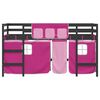 vidaXL Kinderhoogslaper met gordijnen 80x200 cm grenenhout roze