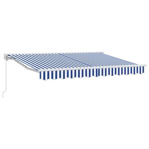 vidaXL Handmatig uitschuifbare luifel Blauw en Wit 3 x 2,5 m