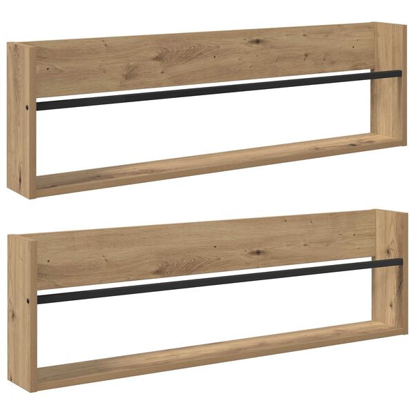 vidaXL Tijdschrift Rek met plank 2 pcs Artisan Eiken 100 x 12 x 30 cm