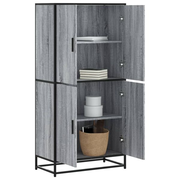 vidaXL Hoge kast 68x35x139 cm bewerkt hout grijs sonoma eikenkleurig