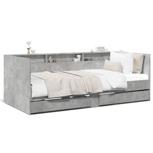 vidaXL Slaapbank met lades zonder matras 100x200 cm betongrijs