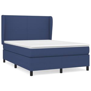 vidaXL Boxspring met matras stof blauw 140x200 cm