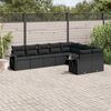 vidaXL 9-delige Loungeset met kussens poly rattan zwart