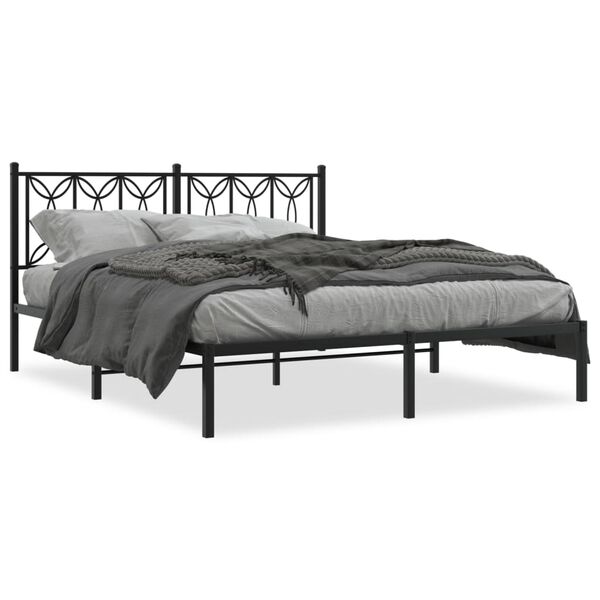 vidaXL Bedframe met hoofdbord metaal zwart 160x200 cm