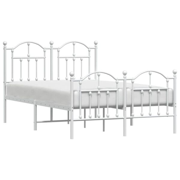 vidaXL Bedframe met hoofd- en voeteneinde metaal wit 120x200 cm