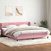 vidaXL Boxspring met matrassen fluweel roze 180x210 cm