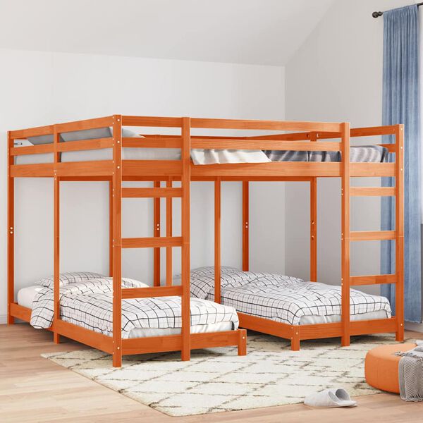 vidaXL Drie-hoog Bunk Bed Frame Wasbruin 200 x 200 cm