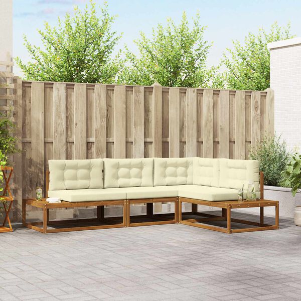 vidaXL Buiten bankenset 4 Stuk Natuurlijk en Cr&egrave;me