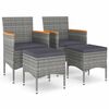 vidaXL 4-delige Tuinstoelen- en voetenbankenset poly rattan grijs