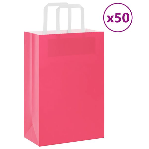 vidaXL Papieren zakken 50 st met hengsels 21x11x31 cm roze
