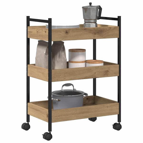 vidaXL Keuken Trolley Artisan Eiken 50 x 30 x 70 cm Bewerkt hout
