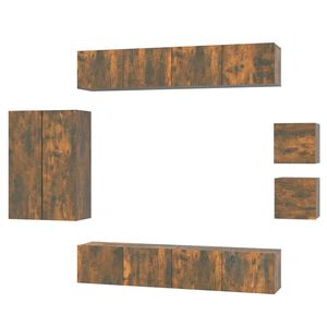 vidaXL 8-delige Tv-meubelset bewerkt hout gerookt eikenkleurig