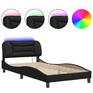 vidaXL Bedframe met LED zonder matras "Hvar" zwart 100x200 cm