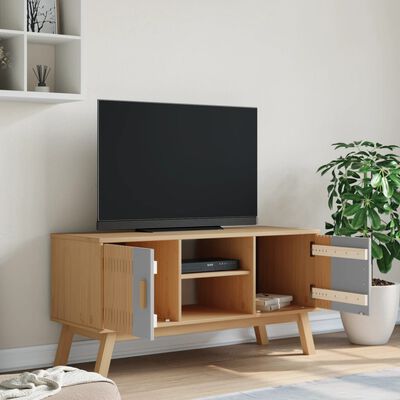 vidaXL Tv-meubel OLDEN 114x43x57 cm grenenhout grijs en bruin