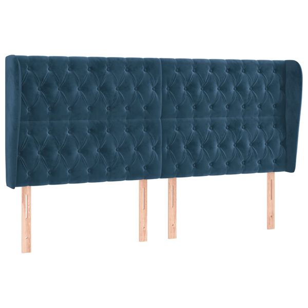 vidaXL Hoofdbord met randen 183x23x118/128 cm fluweel donkerblauw