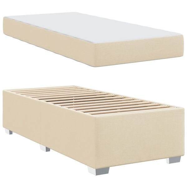 vidaXL Bedframe met matras Cr&egrave;me 90 x 190 cm Stof