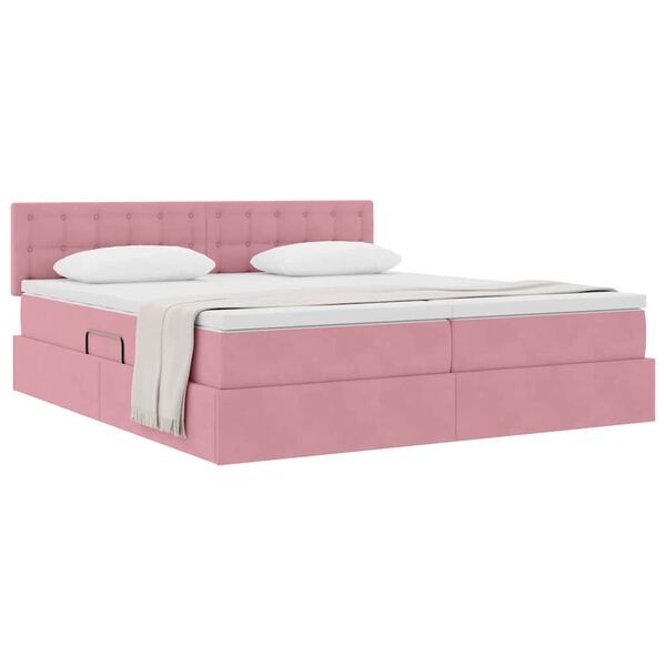vidaXL Opslag bed met matras met hoofdeinde Roze 100 x 200 cm