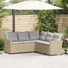 vidaXL Loungebank met kussens L-vormig poly rattan beige