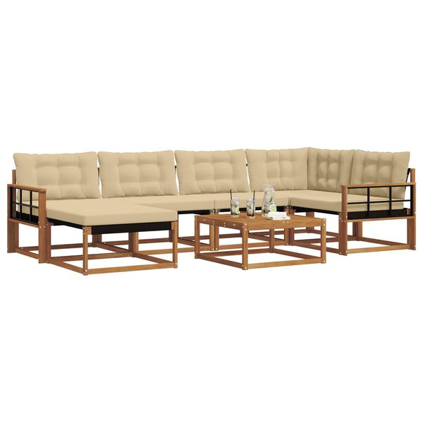 vidaXL Buiten bankenset 19 pcs Natuurlijk en Beige Massief Acaciahout