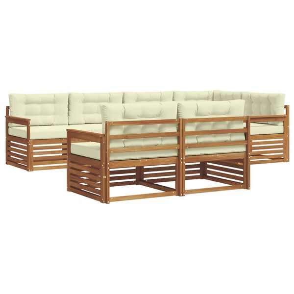 vidaXL Buiten bankenset met kussen 7 pcs Natuurlijk en Cr&egrave;me