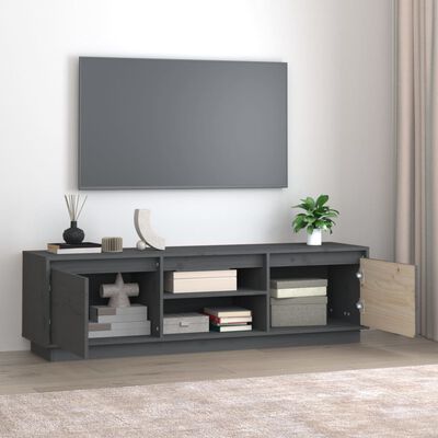 vidaXL Tv-meubel 140x35x40 cm massief grenenhout grijs