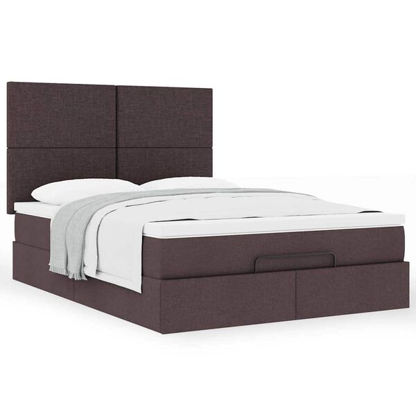 vidaXL Ottoman bed met matras 140x190cm stof donkerbruin