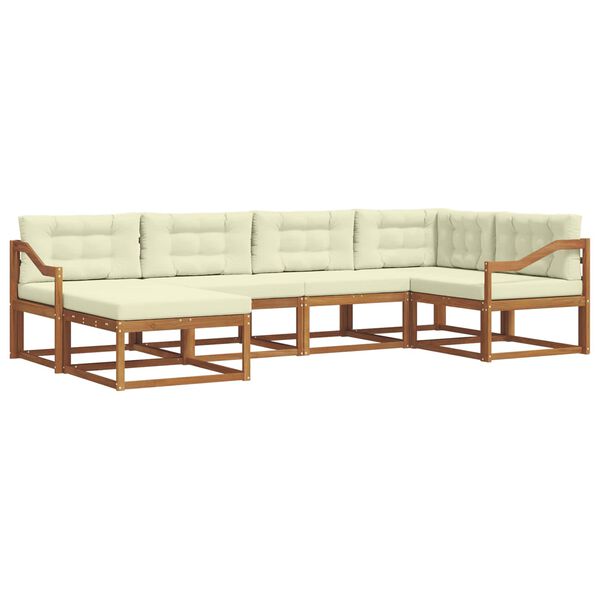 vidaXL Buiten bankenset met kussen 6 pcs Natuurlijk en Cr&egrave;me