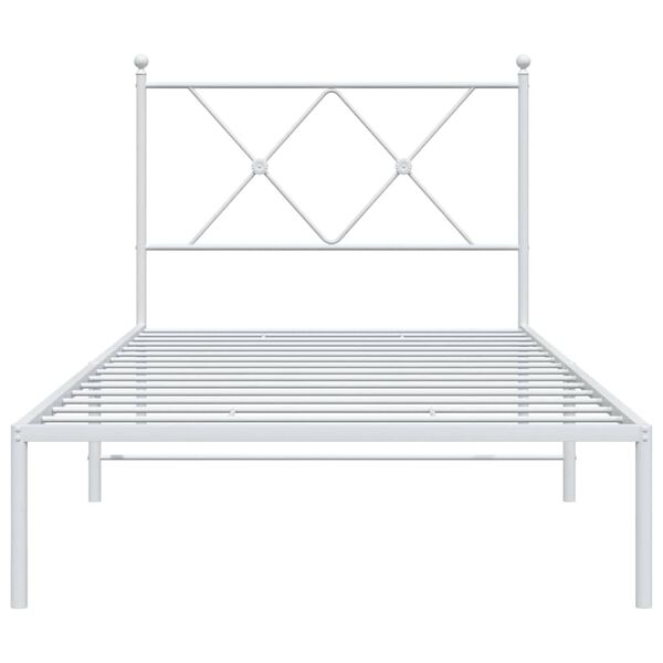 vidaXL Bedframe met hoofdbord metaal wit 90x190 cm
