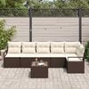 vidaXL Tuinbankenset met kussen 7 pcs Bruin en Cr&egrave;me poly rattan