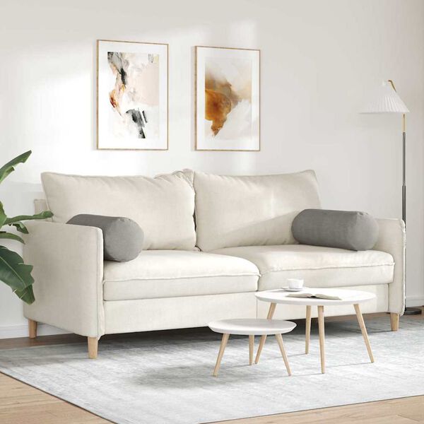 vidaXL Bolster Kussens 2 stuks Lichtgrijs Ø 25 x 70 cm Cordstof