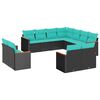 vidaXL 11-delige tuinbankset met kussens, zwart polyrotan