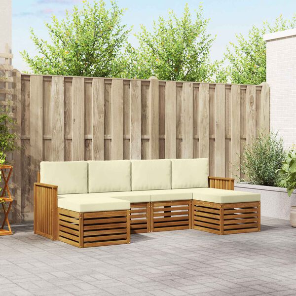 vidaXL Sofa-Sets 6 pcs Natuurlijk en Cr&egrave;me Massief Acaciahout